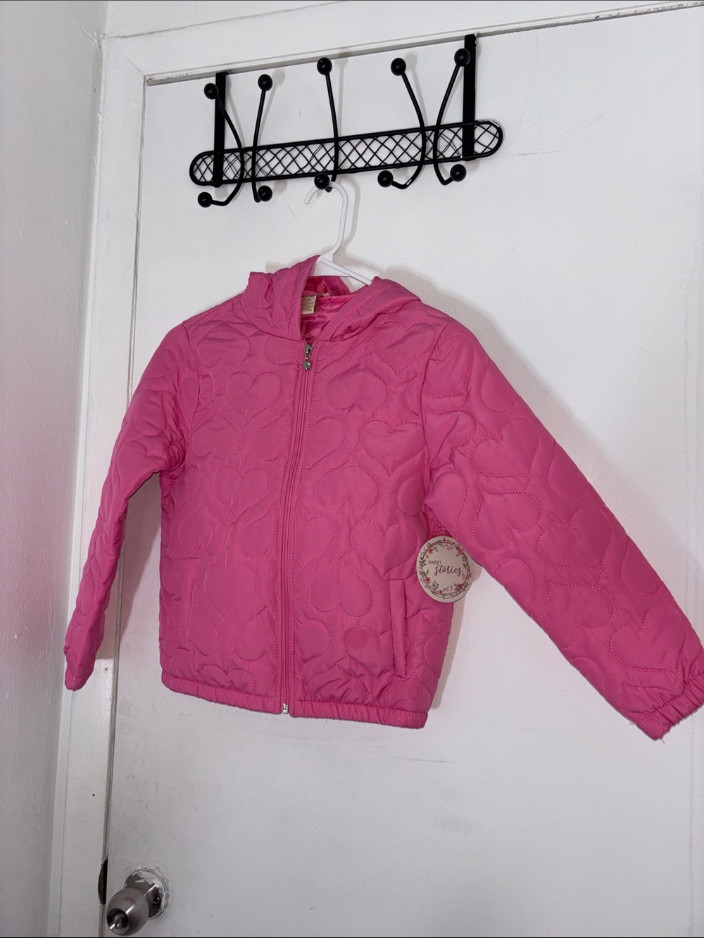 Girls' Pink Quilted Hooded Jacket